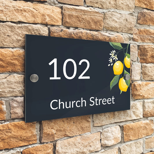 Custom Signs Modern Anthracite House Number Sign Lemon Design