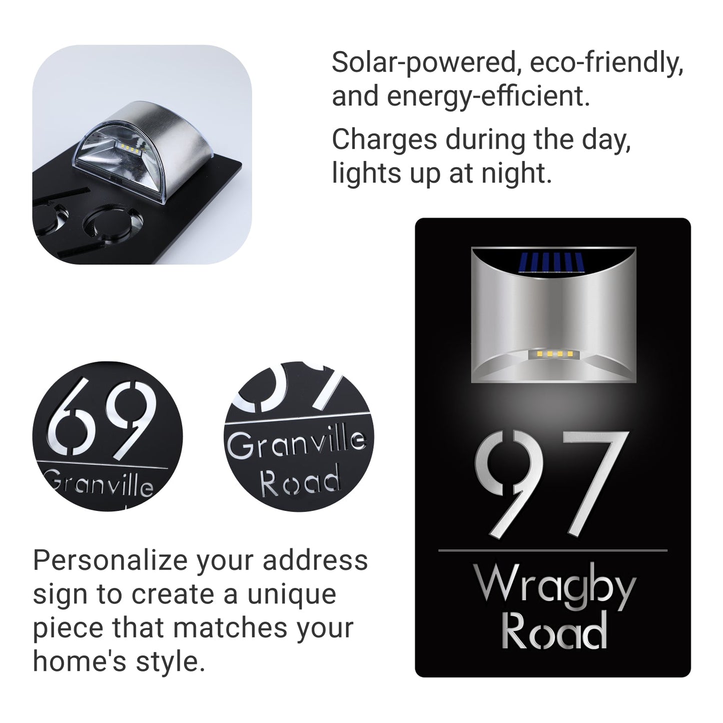 Personalized Solar Modern Door Plaque